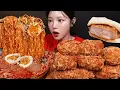 Download Lagu Spicy Cold Buldak Ramen with Crispy Cheese Pork Cutlet Mukbang ASMR