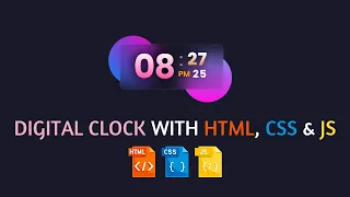 Digital Clock With Colorful Glowing Effect Using Html Css Javascript