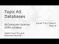 Topic A3 Databases IB Computer Science 2025 syllabus