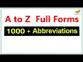A to Z General Full Forms 1000 Abbreviations and Acronyms List