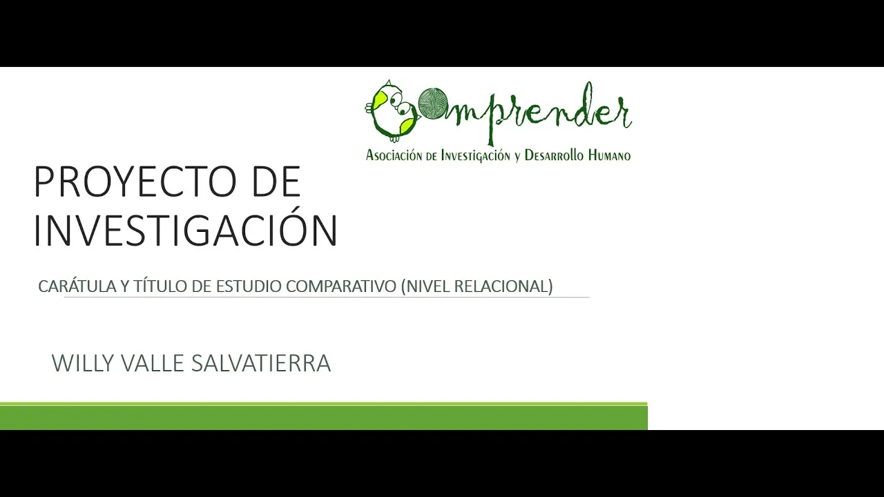 Carátula y título de un estudio comparativo (nivel relacional)