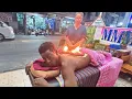 INTENSE Thai Back Neck Shoulder Massage - Tok Sen Stretching Fire Herbs