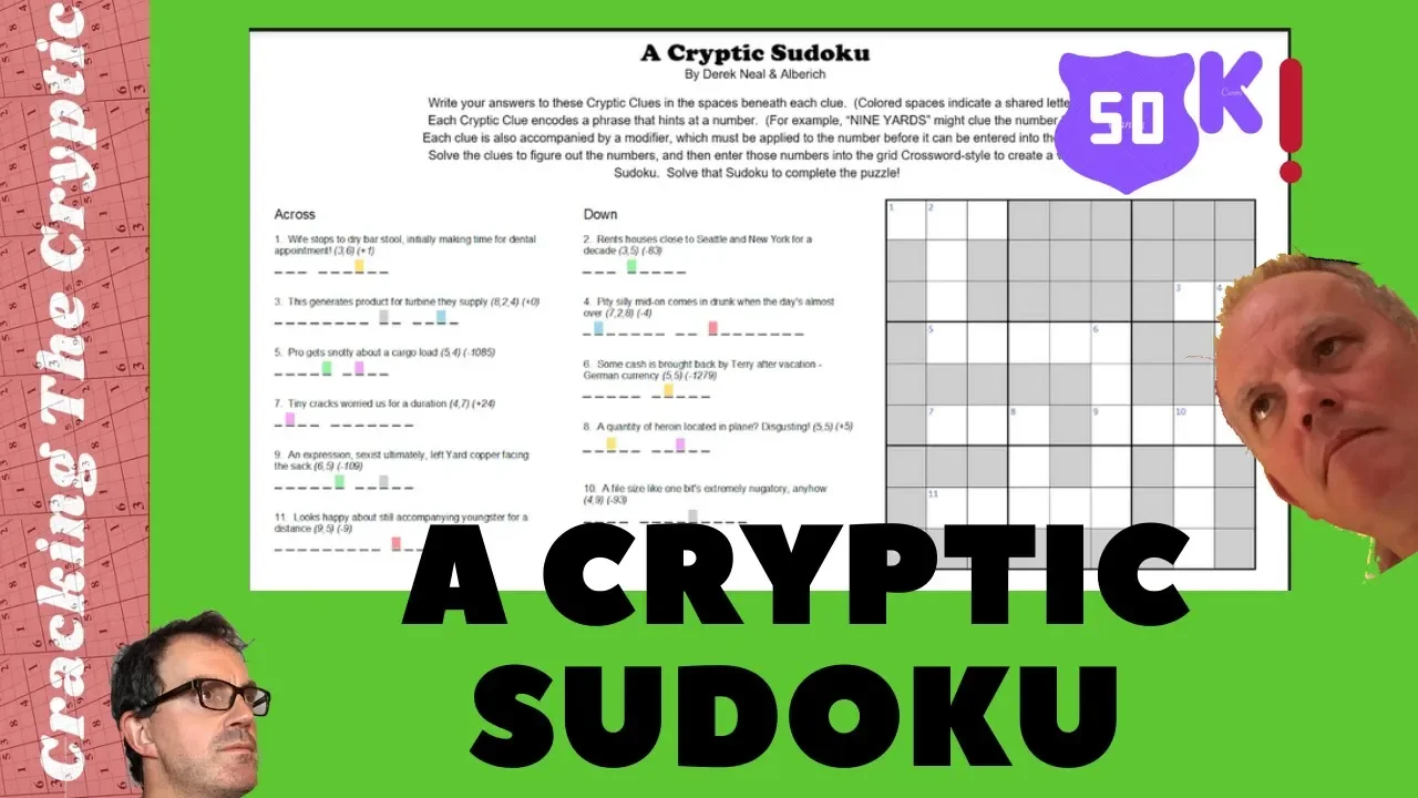 A Cryptic Sudoku:  Celebrating 50k Subs!!