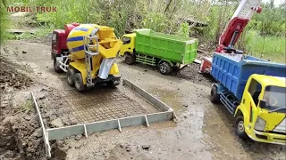 Simulasi Pengecoran Jalan desa Mobil Truk Molen Cor Fuso 220Ps, Isu Giga, Hino 500 Oleng