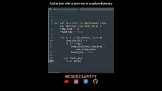Add an item after a given key in a dictionary in Python Python Examples Python Coding Tutorial