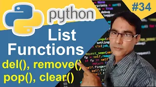 Python List Functions del remove pop and clear functions in Python Python lesson - 34