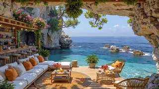 Sweet Bossa Nova Jazz Piano Ocean Wave Sounds At Morning Beach Cafe Ambience For Relaxing 