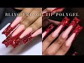 RED BLING FRENCH TIP POLYGEL NAILS Christmas Nails