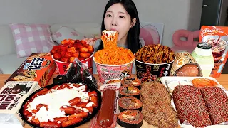 ASMR MUKBANG| 편의점 직접 만든 불닭 떡볶이 양념치킨 김밥 디저트 먹방 & 레시피 Convenience Store Food EATING