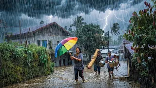 EXTREME WEATHER in Indonesia Torrential Rain my in Village - Rain Sounds for Deep Sleep