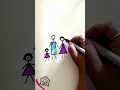 Download Lagu How to draw  and color a family with shapes #shortsvideo #art #family