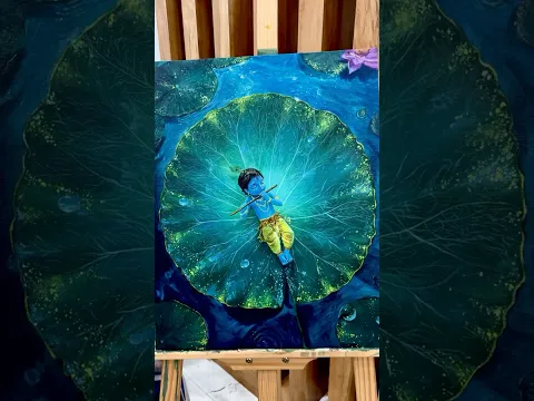 A painting made with devotion, peace & love. 💙🦚Happy Janmashtami! 🙏✨#Janmashtami #Krishna #Art