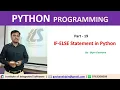 Part - 19 IF-ELSE Statement in Python Hindi Language