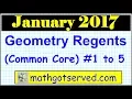 January 2017 Geometry to 5 NYS Regents Exam Common Core Solutions Worked Out Steps