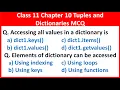 Class 11 Computer Science Chapter 10 Tuples and Dictionaries MCQ Questions and Answers