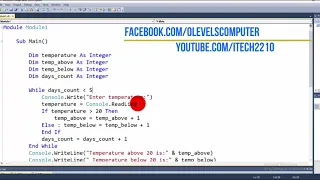 VB net Console program to check temperature using while loop