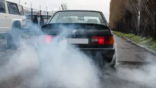 ultimate bmw e30 compilation burnouts slides flames