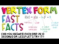 Algebra 1 - Vertex Form of Quadratics Fast Facts