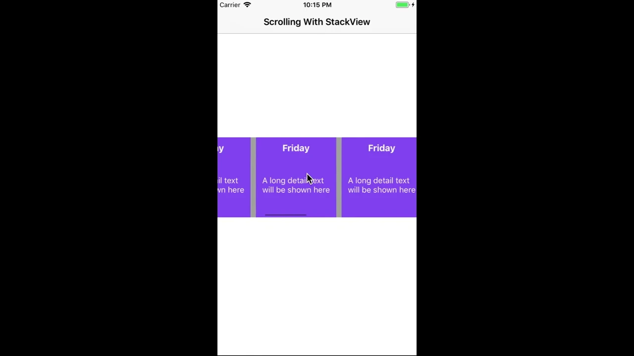 Horizontal Scrolling Stack View with Storyboard