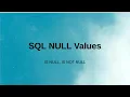 SQL Basics SQL NULL Values IS NULL IS NOT NULL
