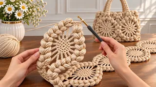 How to Crochet Tunisian Hairband, Bag Handle & Motif Bag | Step-by-Step Tutorial