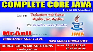 Core Java Declarations with Access Modifiers final modifier w r t variables Introduction
