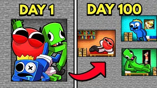 100 DAYS Underground Survival with RAINBOW FRIENDS Minecraft
