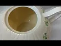 Vintage Belleek Teapot Shamrock Clover Harp Handle Gold Trim