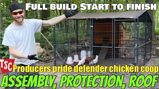 Tractor Supply Chicken Coop Cage DIY Build TSC Producers Pride Defender Run Predator Protection Roof