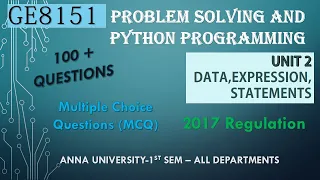 GE8151 UNIT 2 DATA EXPRESSIONS STATEMENTS