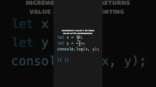 The difference in using the increment operator prefix x or postfix x in JavaScript