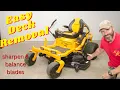 How to remove deck sharpen and balance blades on a Zero turn Cub Cadet Ultima series ZT2 or ZT1