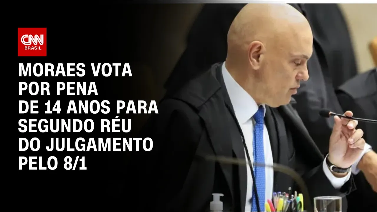 Moraes vota por pena de 14 anos para segundo réu do julgamento pelo 8/1 | CNN 360º
