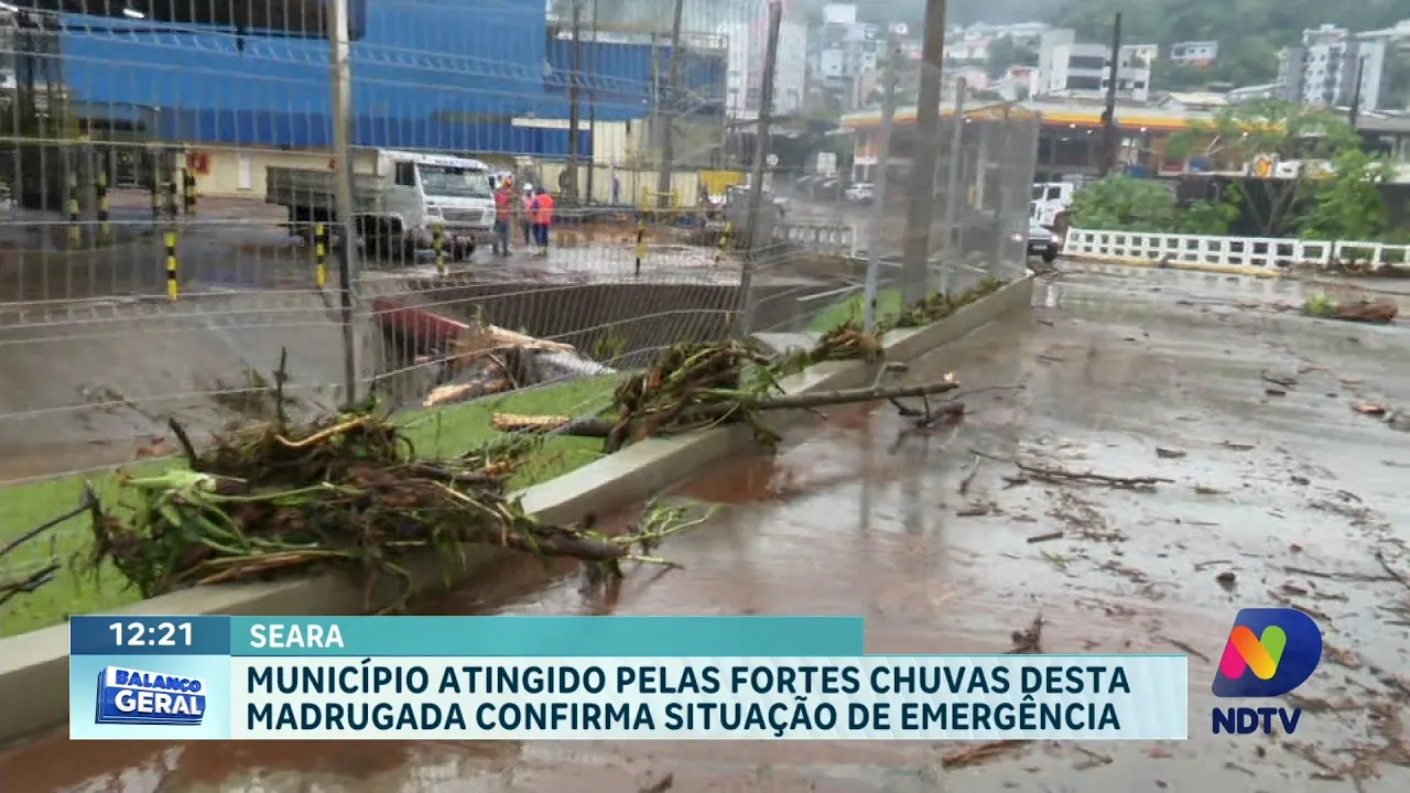 Concórdia amanhece alagada após chuva intensa e município de Seara confirma situação de emergência