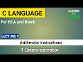 Arithmetic instruction Unary operator in C Language in hindi