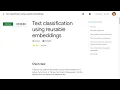 Text classification using reusable embeddings