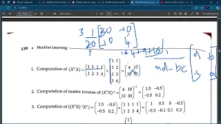 Linear Regression Matrix form Problem solving Machine Learing I BCS602 - VTU 22 SCHEME