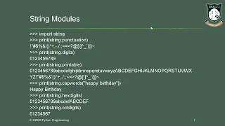 python Unit II String Modules