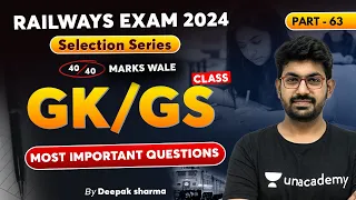 RRB NTPC 2024 I Selection Series I Part- 63 I GK/GS for Railways Exams 2024 I By Deepak Sharma