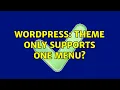 Wordpress Theme only supports one menu 2 Solutions
