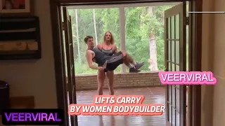 very musclular woman lift and carry man veer viral liftcarry liftandcarry veerviral veerviral