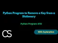 Python Program - Remove a Key from a Dictionary CodingwithShameera
