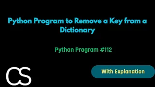 Python Program - Remove a Key from a Dictionary CodingwithShameera