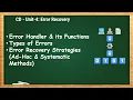4 - Error Handler its Functions Types of Errors Error Recovery Strategies