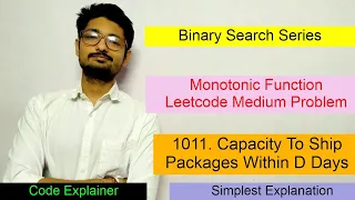 1011 Capacity To Ship Packages Within D Days Binary Search Series Leetcode Medium LEETCODE