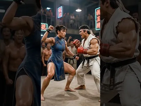 Ryu vs Chun-Li Fight The Last Kumite Bloodsport Van Damme Retro Cinema Fantasy