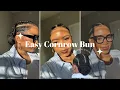 Easy Cornrows with Braided Bun on Myself No feeding in hair necessary