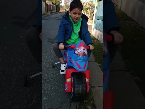 Little boy on Spiderman Bike Short | Ride On | Power Wheel Toy