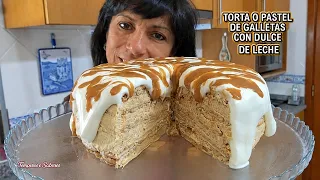 TORTA O PASTEL DE GALLETAS CON DULCE DE LECHE Delicioso con solo 5 Ingredientes y sin cocinar nada