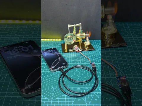 Can This Stirling Engine Charge an iPhone? 🔥⚡ #engine #diy #technology #science #generator